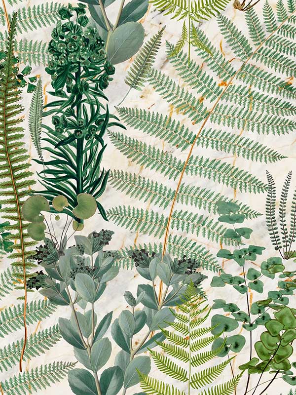 Green Sanctuary fabric in green taupe color - pattern number WP20319 - by Mind the Gap in the Wallpaper Collectables collection