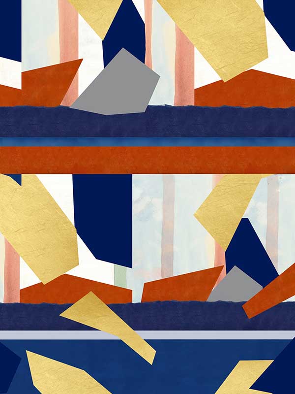 Golden Rush wallpaper in red blue gold color - pattern number WP20326 - by Mind the Gap in the Wallpaper Collectables collection