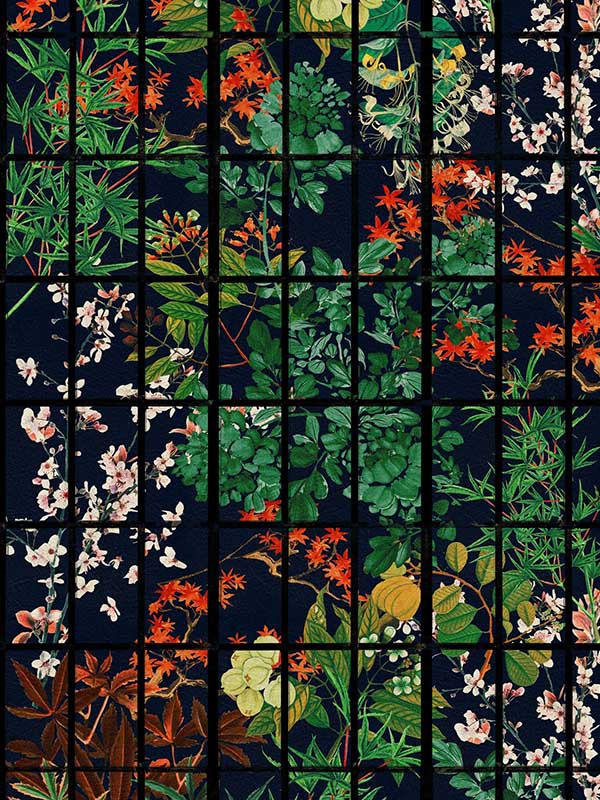 Japanese Garden By Night wallpaper in green red blue color - pattern number WP20341 - by Mind the Gap in the Wallpaper Collectables collection