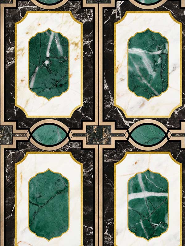 Waldorf wallpaper in emerald color - pattern number WP20356 - by Mind the Gap in the Wallpaper Collectables collection