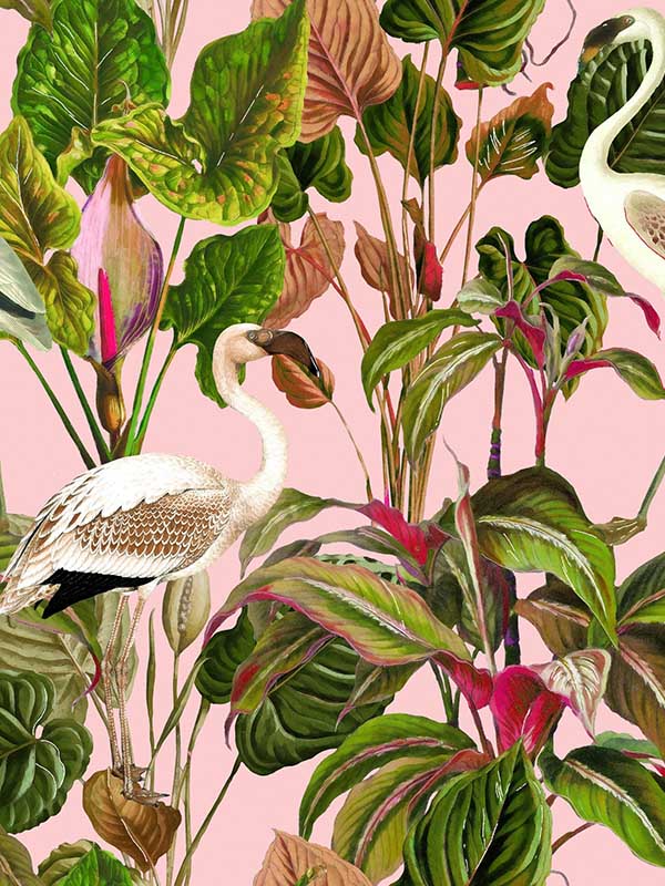 Beverly Hills fabric in pink green pink white color - pattern number WP20359 - by Mind the Gap in the Wallpaper Collectables collection