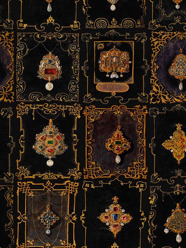Annas Jewelry wallpaper in gold black color - pattern number WP20369 - by Mind the Gap in the Wallpaper Collectables collection