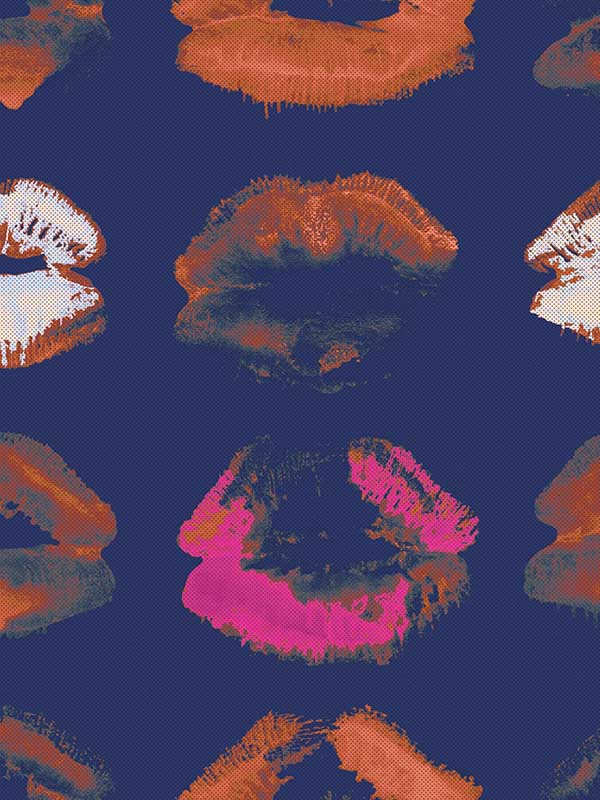 Neon Kiss wallpaper in indigo color - pattern number WP20380 - by Mind the Gap in the Wallpaper Collectables collection