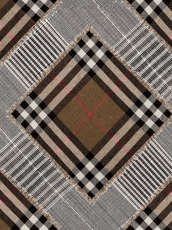 Checkered Patchwork fabric in mid brown color - pattern number WP20390 - by Mind the Gap in the Wallpaper Collectables collection