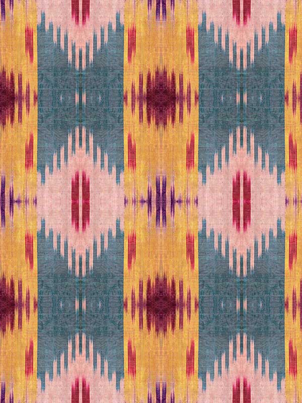 Patola wallpaper in red blue yellow color - pattern number WP20400 - by Mind the Gap in the Wallpaper Collectables collection