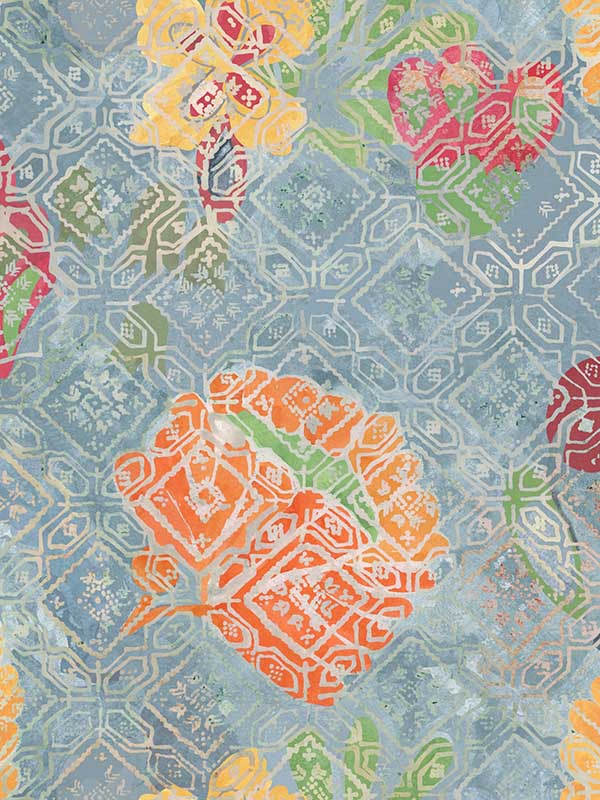 Shepherds Delight fabric in blue orange pink gray green color - pattern number WP20810 - by Mind the Gap in the Minnie Kemp X collection