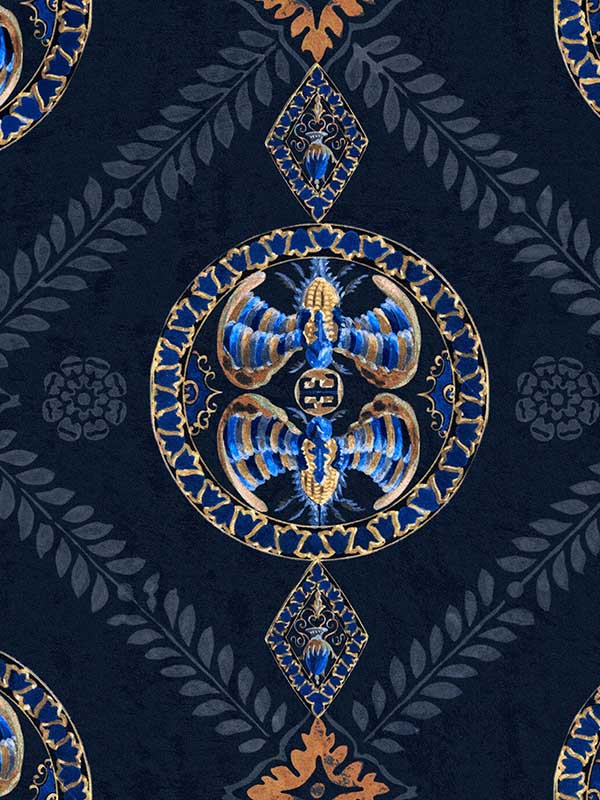 Abeille Decoratif fabric in indigo color - pattern number WP20766 - by Mind the Gap in the Orient Express collection