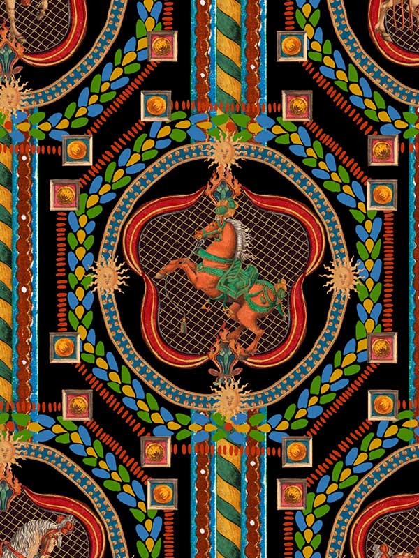 Venetian Ornament fabric in anthracite color - pattern number WP20767 - by Mind the Gap in the Orient Express collection