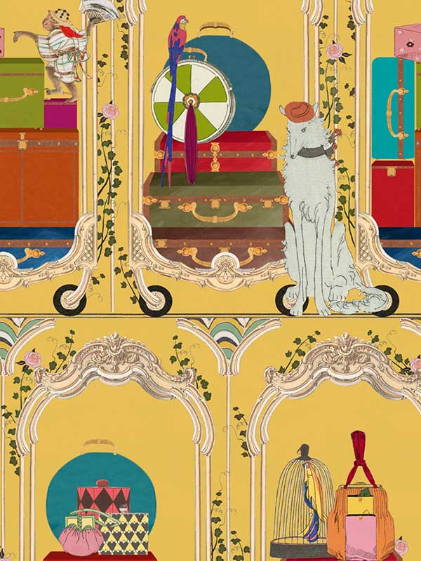 Fancy Trip fabric in lemon color - pattern number WP20776 - by Mind the Gap in the Orient Express collection