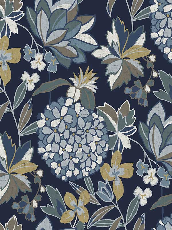 Valdivian Floral fabric in indigo color - pattern number 4146-27228 - by A Street Prints in the Harmony collection