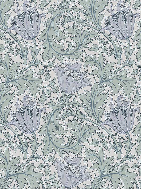 Anemone Floral Trail fabric in blue color - pattern number 4153-82003 - by A Street Prints in the Hidden Treasures Volume 1 collection
