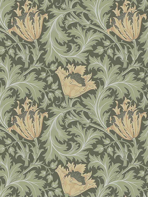Anemone Floral Trail fabric in moss color - pattern number 4153-82004 - by A Street Prints in the Hidden Treasures Volume 1 collection