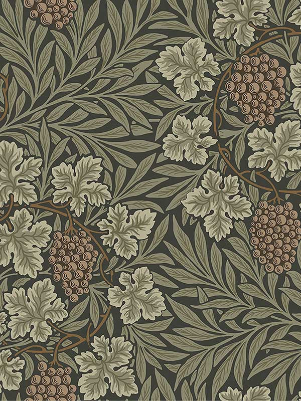 Vine Woodland Fruits fabric in dark green color - pattern number 4153-82020 - by A Street Prints in the Hidden Treasures Volume 1 collection