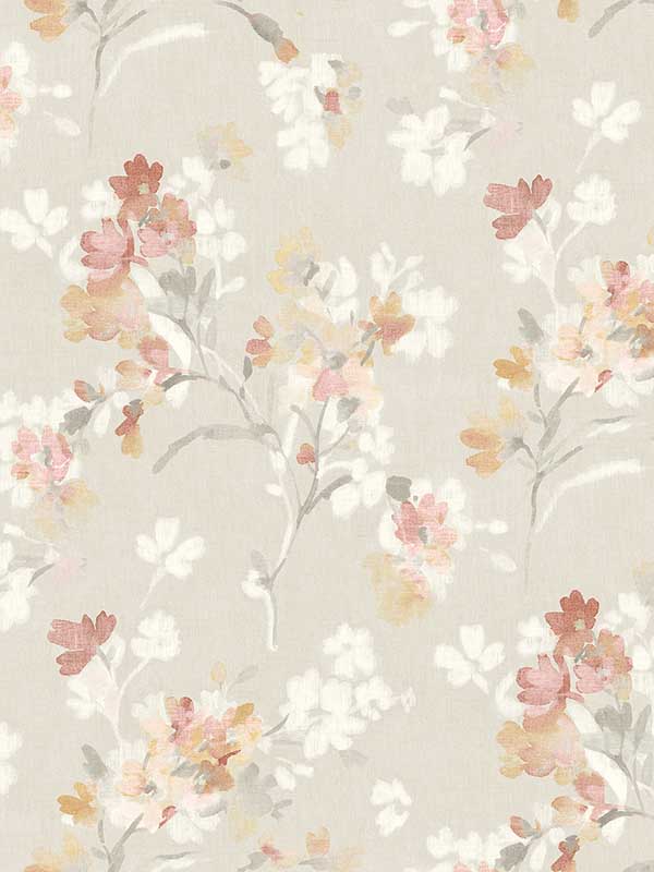 Azalea Floral Branches wallpaper in ruby color - pattern number 4134-72524 - by Chesapeake in the Wildflower collection