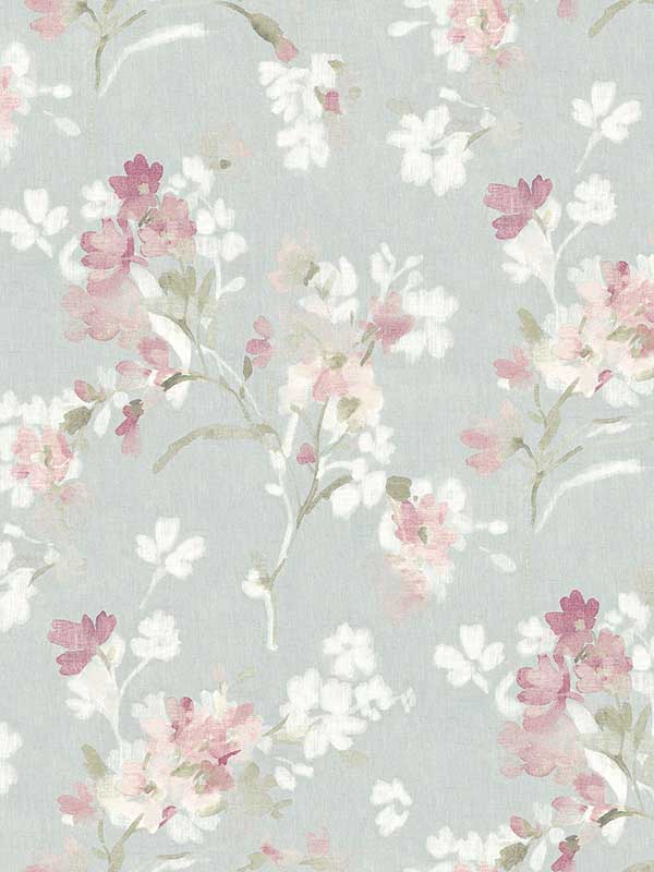 Azalea Floral Branches wallpaper in fuchsia color - pattern number 4134-72525 - by Chesapeake in the Wildflower collection