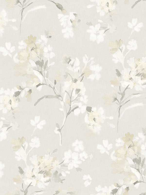 Azalea Floral Branches wallpaper in neutral color - pattern number 4134-72527 - by Chesapeake in the Wildflower collection