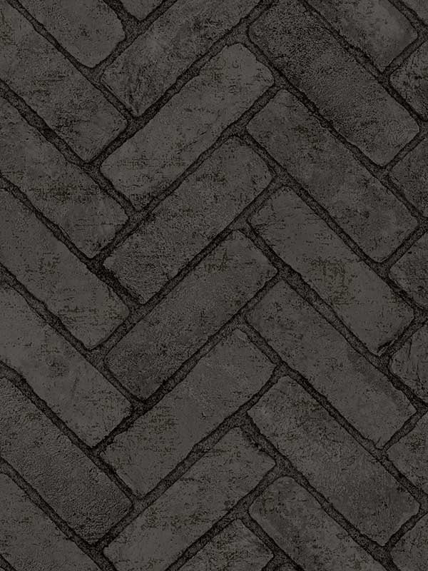 Canelle Brick Herring wallpaper in black color - pattern number 4134-72533 - by Chesapeake in the Wildflower collection