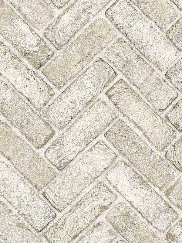 Canelle Brick Herring wallpaper in taupe color - pattern number 4134-72534 - by Chesapeake in the Wildflower collection