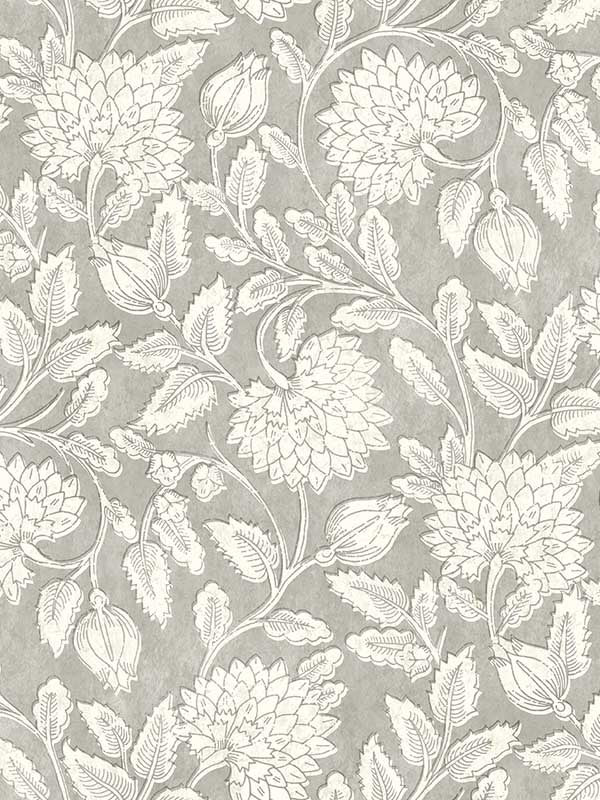 Vadouvan Jacobean Trail wallpaper in grey color - pattern number 4134-72537 - by Chesapeake in the Wildflower collection