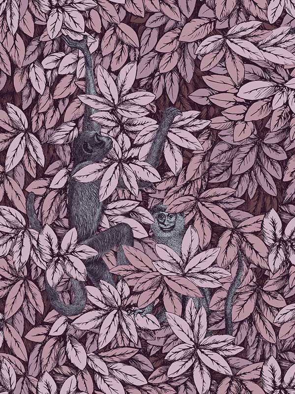 Foglie E Scimmie fabric in blush color - pattern number 123/10048.CS.0 - by Cole and Son in the Fornasetti Senza Tempo II collection