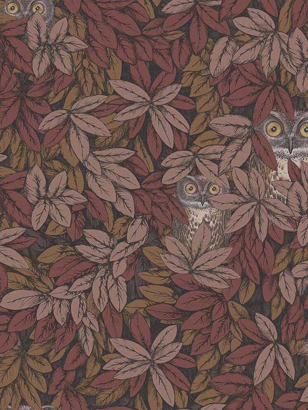 Foglie E Civette fabric in autumnal color - pattern number 123/11055.CS.0 - by Cole and Son in the Fornasetti Senza Tempo II collection