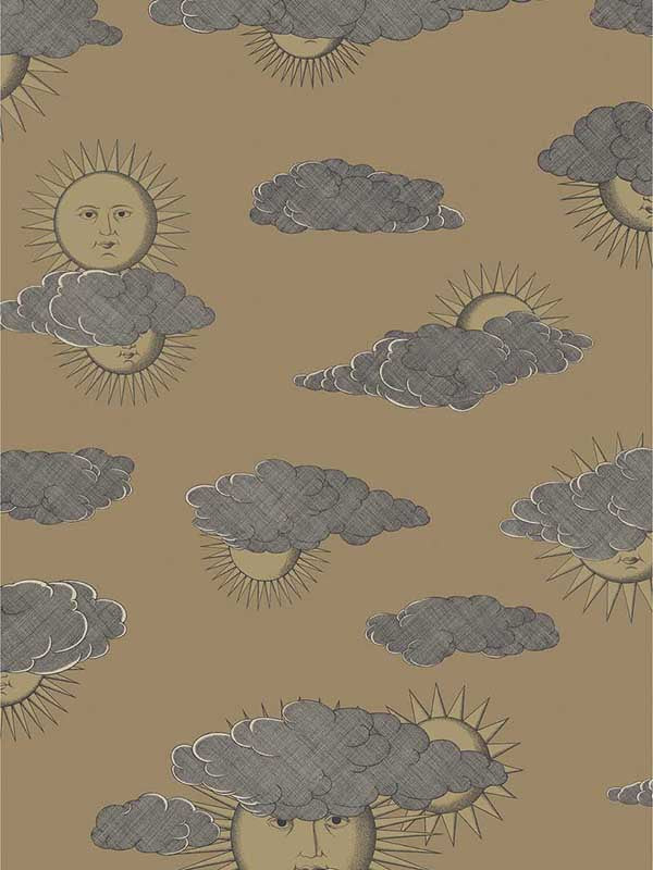 Soli E Nuvole fabric in gold color - pattern number 123/2011.CS.0 - by Cole and Son in the Fornasetti Senza Tempo II collection