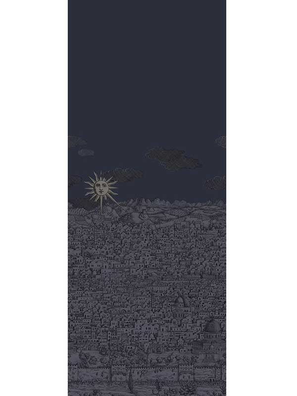 Vista Mediterranea fabric in midnight color - pattern number 123/3013.CS.0 - by Cole and Son in the Fornasetti Senza Tempo II collection