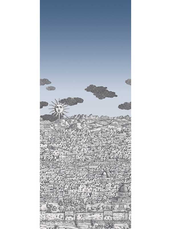Vista Mediterranea fabric in blue color - pattern number 123/3014.CS.0 - by Cole and Son in the Fornasetti Senza Tempo II collection