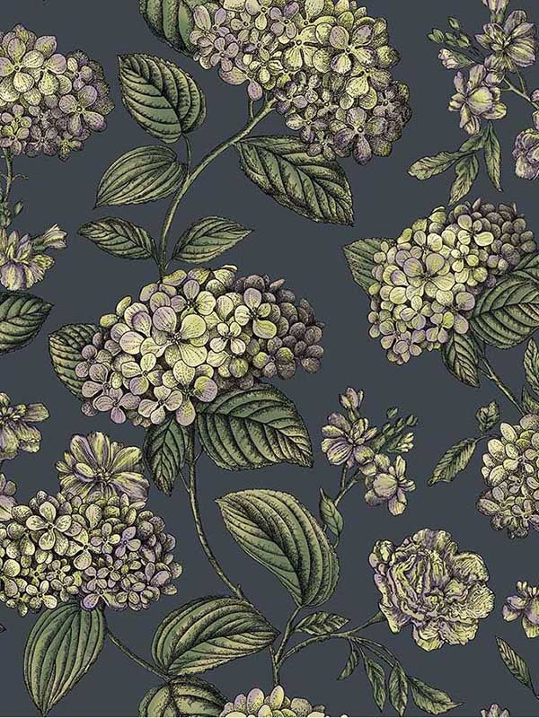 Ramo Di Ortensia wallpaper in ink color - pattern number 123/8042.CS.0 - by Cole and Son in the Fornasetti Senza Tempo II collection