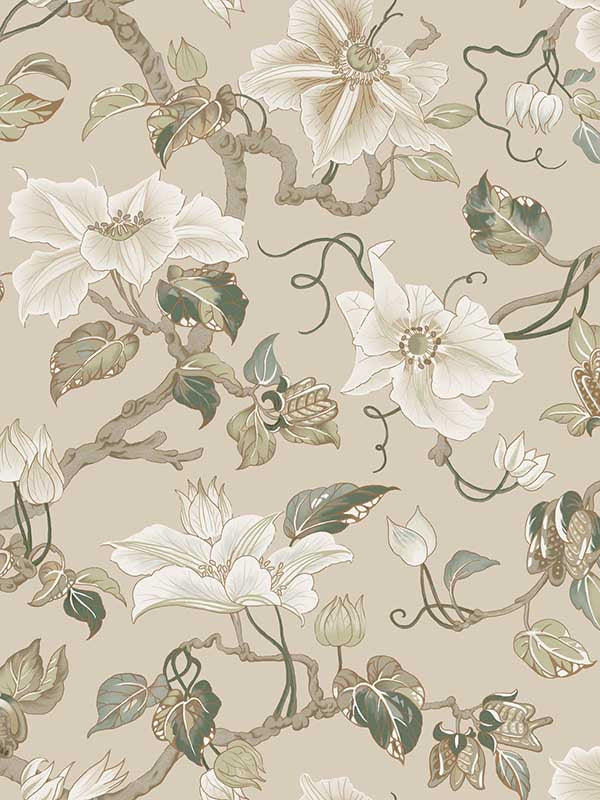 Marguerite Vine fabric in taupe color - pattern number GT4516 - by Ronald Redding in the Classics collection