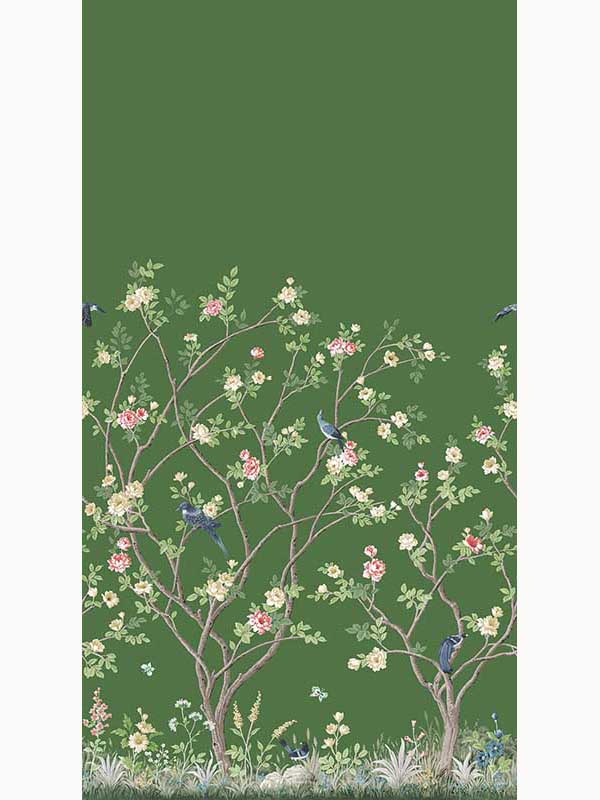 Lingering Garden mural in green color - pattern number MU0316M - by Ronald Redding in the Classics collection