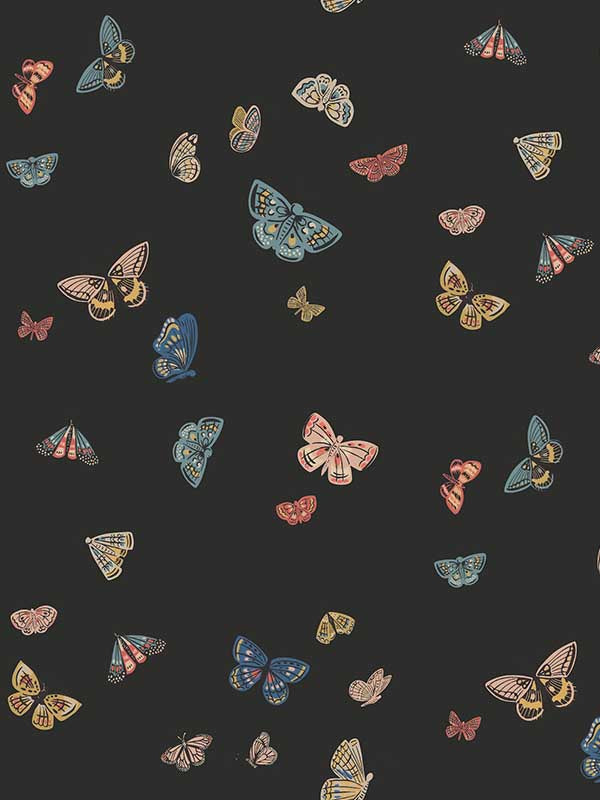 Butterfly House fabric in black color - pattern number RF7413 - by Rifle Paper Co in the Rifle Paper Co Third Edition collection