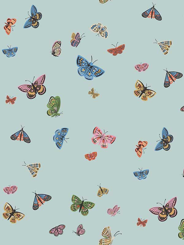 Butterfly House fabric in light blue color - pattern number RF7414 - by Rifle Paper Co in the Rifle Paper Co Third Edition collection