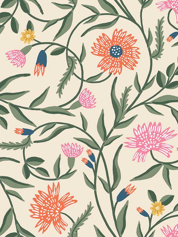 Aster fabric in coral color - pattern number RF7433 - by Rifle Paper Co in the Rifle Paper Co Third Edition collection