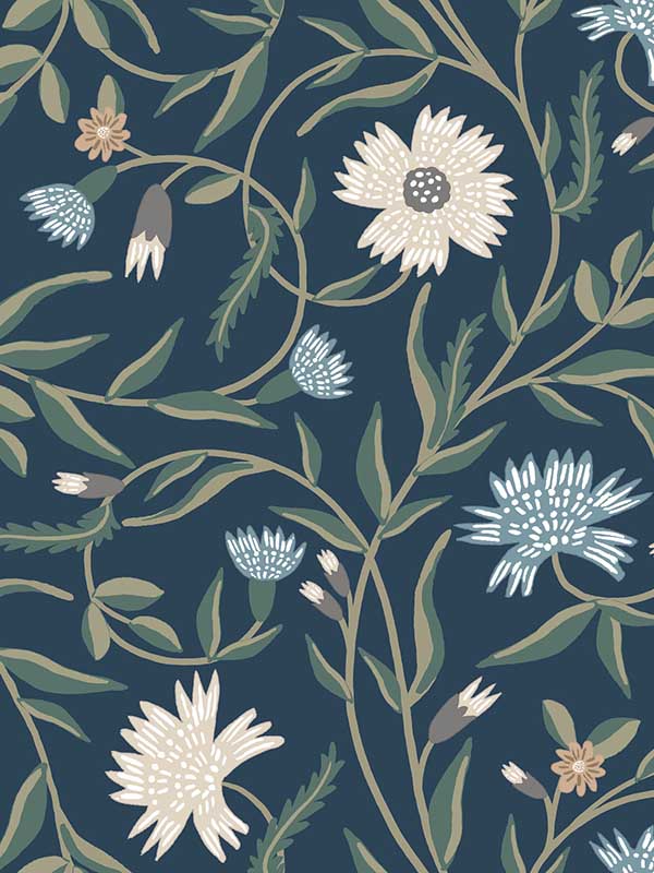 Aster fabric in navy color - pattern number RF7435 - by Rifle Paper Co in the Rifle Paper Co Third Edition collection