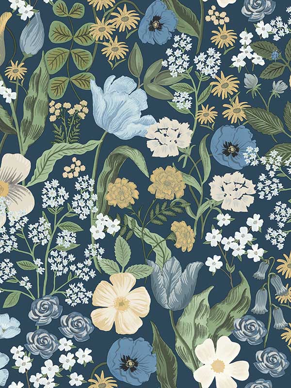 Blossom fabric in navy color - pattern number RF7494 - by Rifle Paper Co in the Rifle Paper Co Third Edition collection