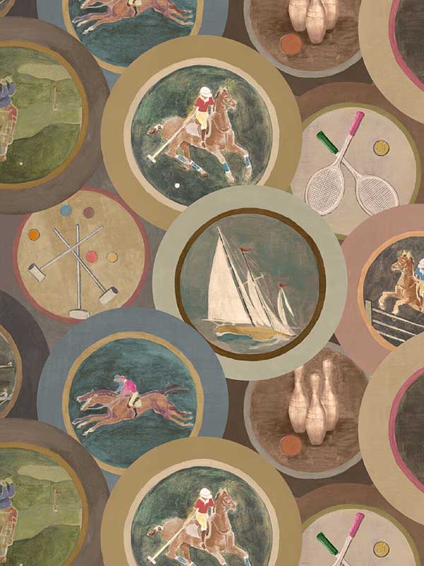Sporting Life fabric in woodsmoke color - pattern number FG095.A15.0 - by Mulberry Home in the Icons Wallpaper collection