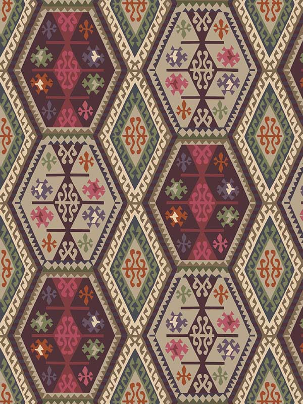 Buckland fabric in red plum color - pattern number FG098.V54.0 - by Mulberry Home in the Icons Wallpaper collection