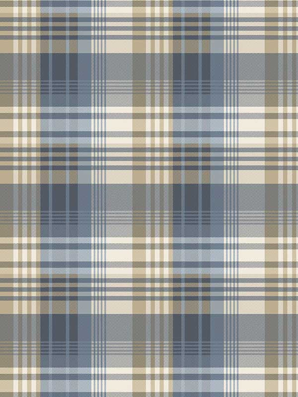 Mulberry Ancient Tartan wallpaper in indigo color - pattern number FG100.H10.0 - by Mulberry Home in the Icons Wallpaper collection