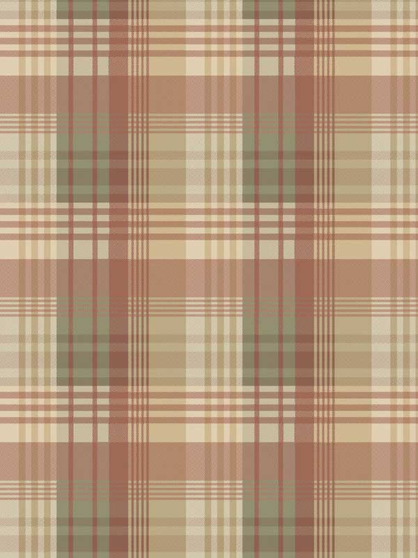 Mulberry Ancient Tartan wallpaper in lovat red color - pattern number FG100.R114.0 - by Mulberry Home in the Icons Wallpaper collection