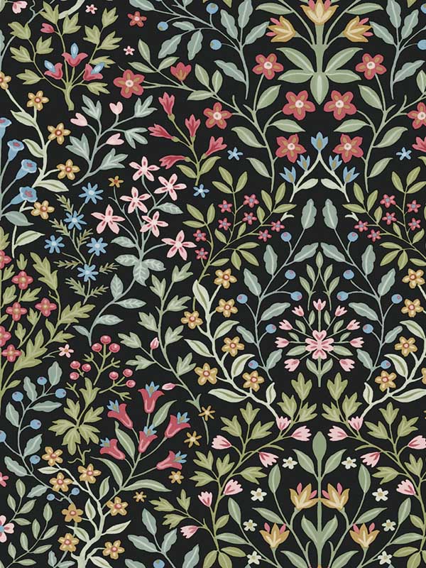 Garden Terrace fabric in black and multicolor color - pattern number MF4721 - by Magnolia Home by Joanna Gaines in the Magnolia Home Vol 4 collection
