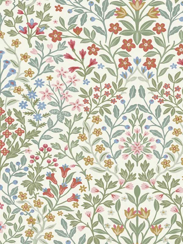 Garden Terrace fabric in white and multicolor color - pattern number MF4726 - by Magnolia Home by Joanna Gaines in the Magnolia Home Vol 4 collection