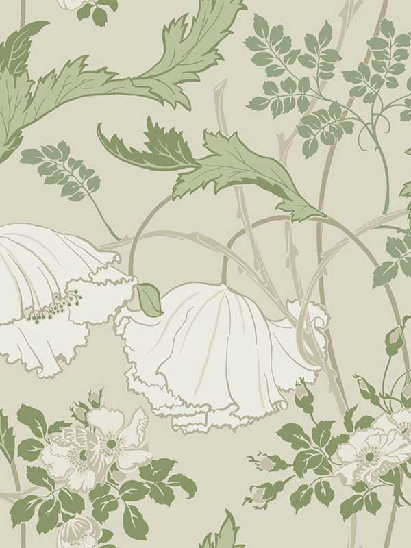 Gwendolyn fabric in ecru and green color - pattern number MF4751 - by Magnolia Home by Joanna Gaines in the Magnolia Home Vol 4 collection