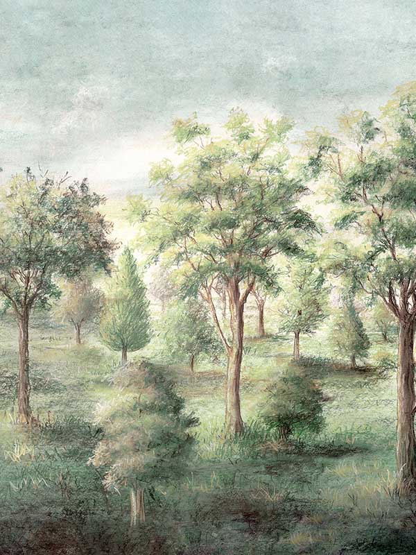 Orchard 6 Panel fabric in green color - pattern number 4164-50943 - by Advantage in the Westbury Forest collection