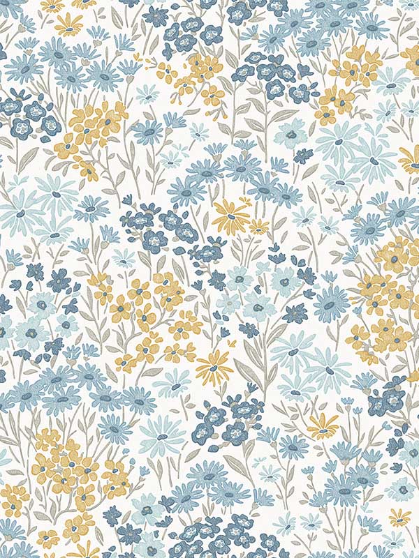 Ditsy Daisies fabric in light blue color - pattern number 4164-M1814 - by Advantage in the Westbury Forest collection