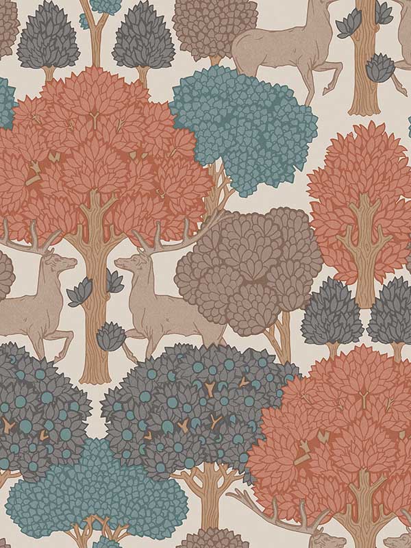 Forest of Arden Deer wallpaper in apricot color - pattern number 4164-M1851 - by Advantage in the Westbury Forest collection