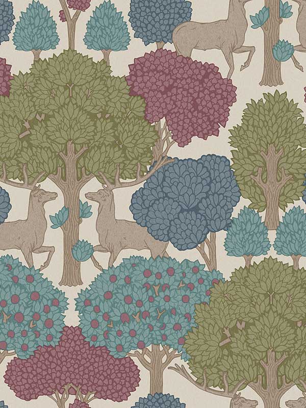 Forest of Arden Deer wallpaper in merlot color - pattern number 4164-M1852 - by Advantage in the Westbury Forest collection