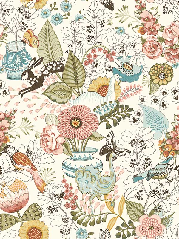 Whimsy Fauna fabric in pink color - pattern number 4135-12802 - by A Street Prints in the Whimsy collection