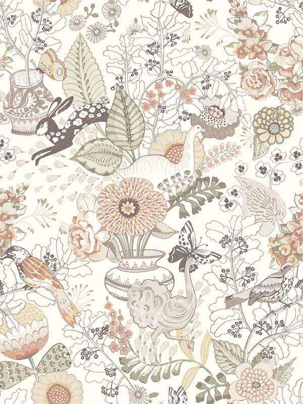 Whimsy Fauna fabric in coral color - pattern number 4135-12807 - by A Street Prints in the Whimsy collection
