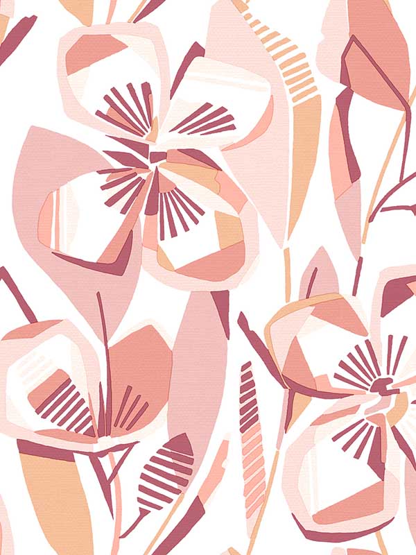 Nathalie Abstract Blooms fabric in coral color - pattern number 4135-27279 - by A Street Prints in the Whimsy collection